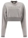 Alexander Mcqueen Cropped Sweatshirt With Mcqueen Logo Sweatshirts Grey In Grey