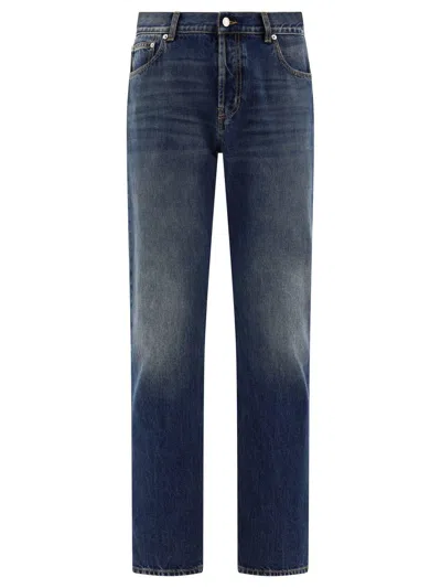 Alexander Mcqueen Straight Leg Jeans With Faux Pocket On The Back. In Blue