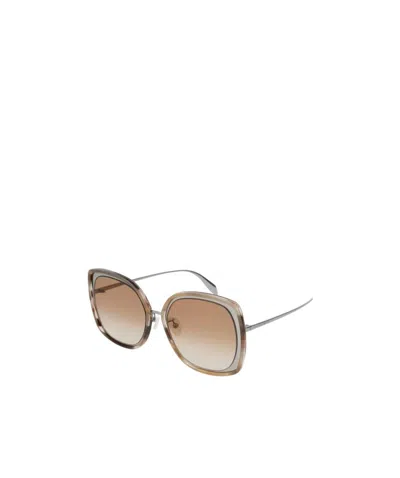 Alexander Mcqueen Logo Details Sunglasses In Nude