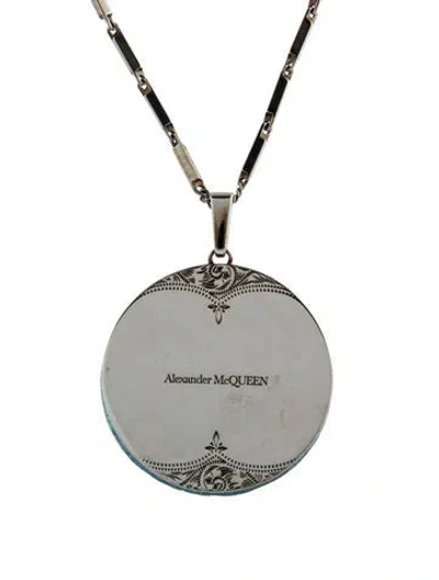 Pre-owned Alexander Mcqueen Logo Disc Pendant Necklace, 15.5" In Multi