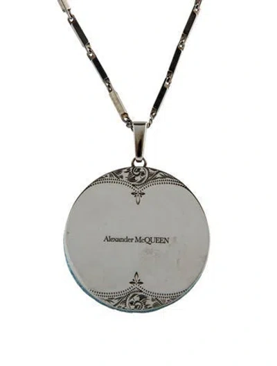 Pre-owned Alexander Mcqueen Logo Disc Pendant Necklace, 15.5" In Multi
