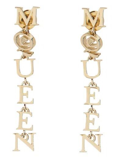 Alexander Mcqueen Dangling Drop Style Earrings In Gold