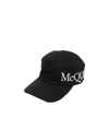 Alexander Mcqueen Oversize Embroidered Mcq Baseball Cap In Black