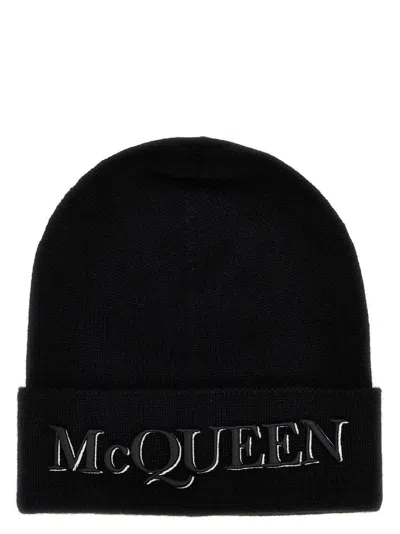 Alexander Mcqueen Logo Embroidered Beanie In Black