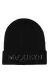Alexander Mcqueen Logo Embroidered Beanie In Black