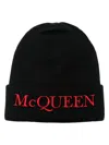 Alexander Mcqueen Logo-embroidered Cashmere Beanie In Black