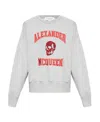 Alexander Mcqueen Embroidered Skull Motif Crew Neck Sweatshirt In White