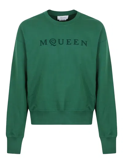 Alexander Mcqueen Logo-embroidered Cotton Sweatshirt In Green