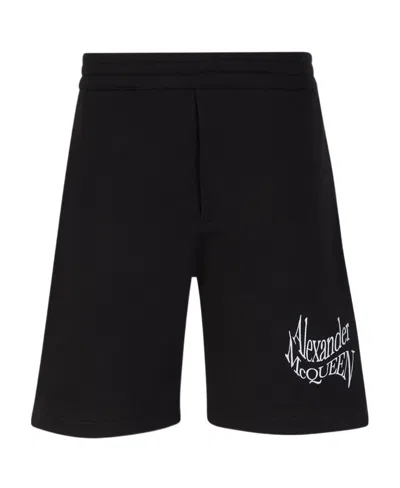 ALEXANDER MCQUEEN ALEXANDER MCQUEEN WARPED LOGO BERMUDA SHORTS