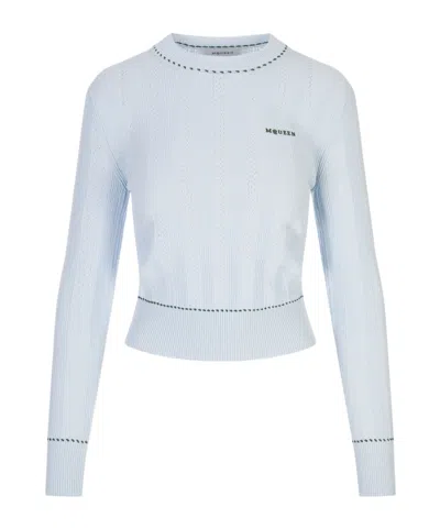 Alexander Mcqueen Logo-embroidered Sweater In Blue