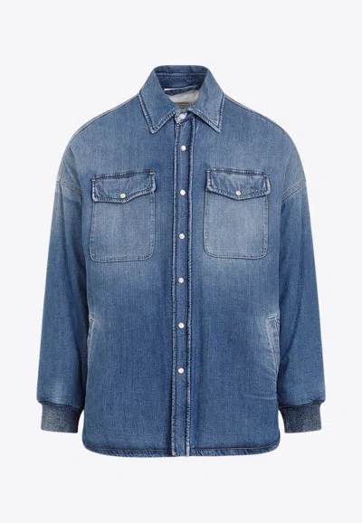 ALEXANDER MCQUEEN LOGO-EMBROIDERED DENIM SHIRT