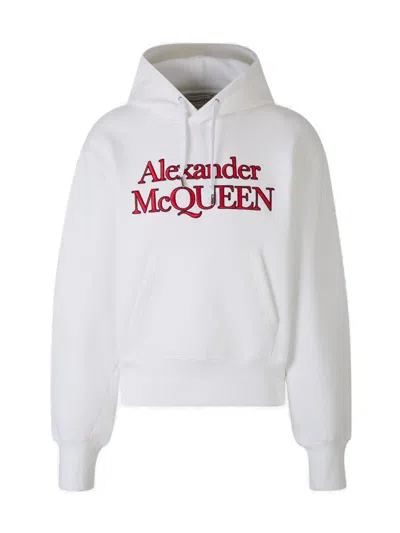 ALEXANDER MCQUEEN ALEXANDER MCQUEEN LOGO EMBROIDERED DRAWSTRING HOODIE