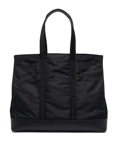 Alexander Mcqueen Logo-embroidered Fabric Tote In Black