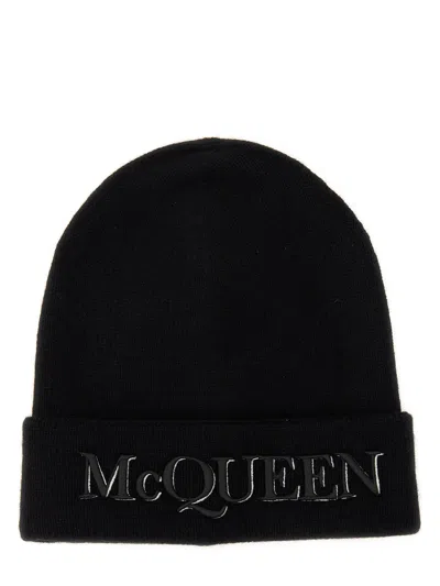 ALEXANDER MCQUEEN LOGO EMBROIDERED KNIT BEANIE