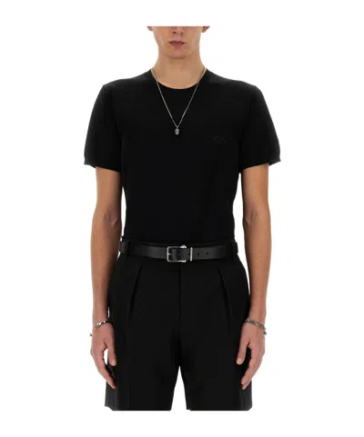 Alexander Mcqueen Oversized Logo Print Crew Neck T-shirt In Black