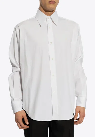 Alexander Mcqueen Logo-embroidered Long-sleeved Shirt In White