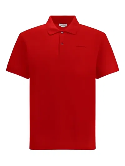 Alexander Mcqueen Logo Embroidered Short-sleeved Polo Shirt In Red