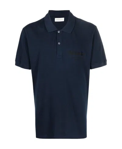 Alexander Mcqueen Logo-embroidered Polo Shirt In Black
