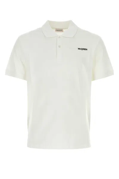 Alexander Mcqueen Logo Embroidered Polo Shirt In White