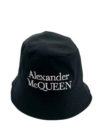 Alexander Mcqueen Logo-embroidered Reversible Bucket Hat In Black