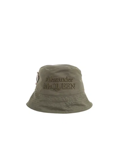 Alexander Mcqueen Logo-embroidered Reversible Bucket Hat In Green
