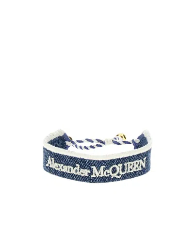 Alexander Mcqueen Logo Embroidered Skull Bracelet In Pattern