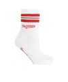 Alexander Mcqueen Logo-embroidered Striped Socks In White