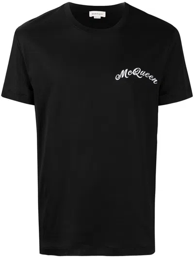 Alexander Mcqueen Logo-embroidered T-shirt In Black