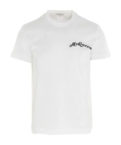Alexander Mcqueen Logo-embroidered T-shirt In White