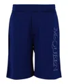 Alexander Mcqueen Men's Shorts With Embroidered Logo In Blue
