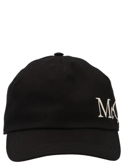 Alexander Mcqueen Logo Embroidery Cap In Black