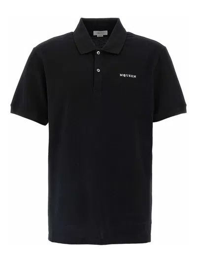 Alexander Mcqueen Logo Embroidery Polo Shirt In Black
