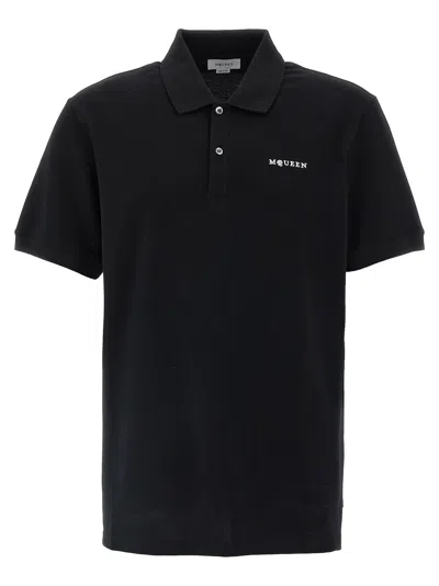 Alexander Mcqueen Mcqueen Logo Embroidery Polo Shirt In Black