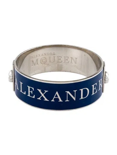 Pre-owned Alexander Mcqueen Logo Enamel Bangle Bracelet, 7.75" In Multi