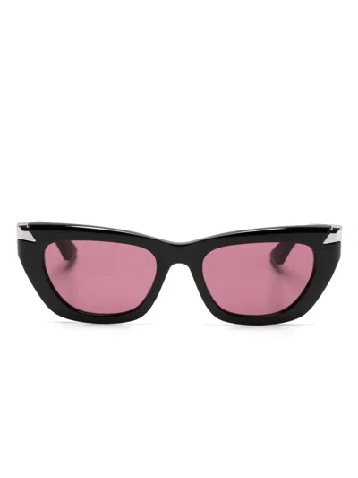 Alexander Mcqueen Logo-engraved Cat-eye Sunglasses In Black