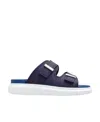 Alexander Mcqueen Logo-engraved Double-strap Sandals In Blue
