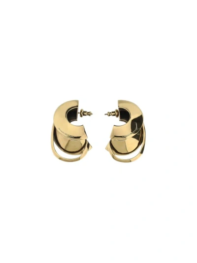 Alexander Mcqueen Logo Engraved Hoop Earrings In Gold