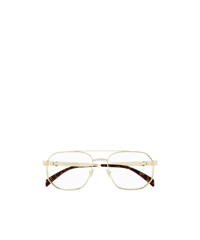 Alexander Mcqueen Logo-engraved Pilot-frame Glasses In Nude