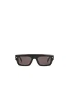 Alexander Mcqueen Logo-engraved Rectangular-frame Sunglasses In Black