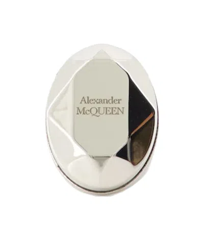 Alexander Mcqueen Logo Engraved Ring In Silver