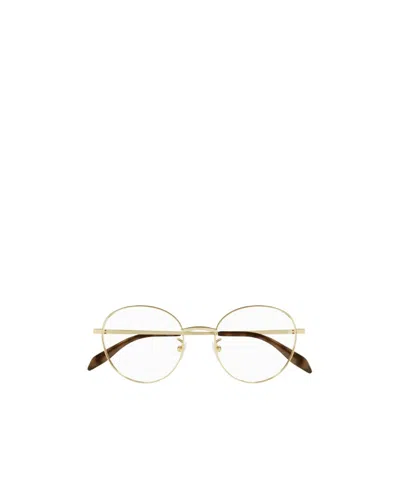 Alexander Mcqueen Logo-engraved Round-frame Glasses In White