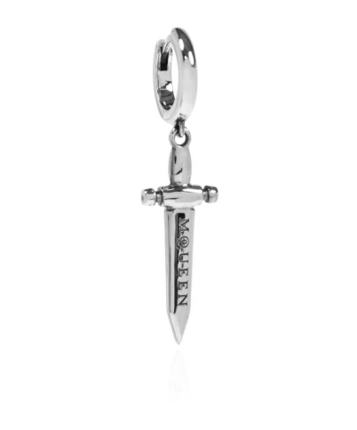 Alexander Mcqueen Logo Engraved Single Earring In Metallic