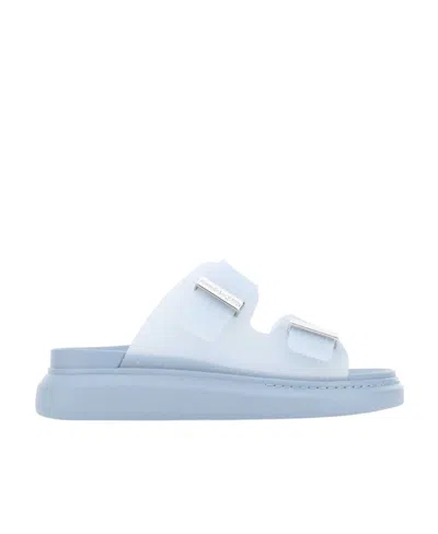 Alexander Mcqueen Logo-engraved Slides In Blue
