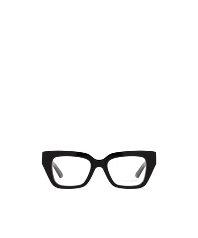 Alexander Mcqueen Logo-engraved Square-frame Glasses In Black