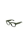 Alexander Mcqueen Logo-engraved Square-frame Glasses In Green
