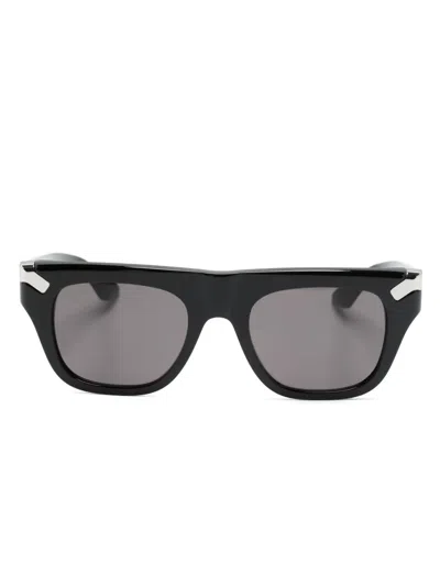 Alexander Mcqueen Logo-engraved Square-frame Sunglasses In Black