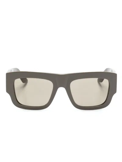 Alexander Mcqueen Logo-engraved Square-frame Sunglasses In Brown