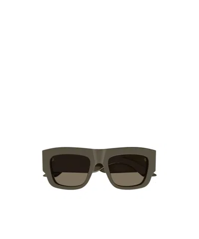 Alexander Mcqueen Logo-engraved Square-frame Sunglasses In Brown