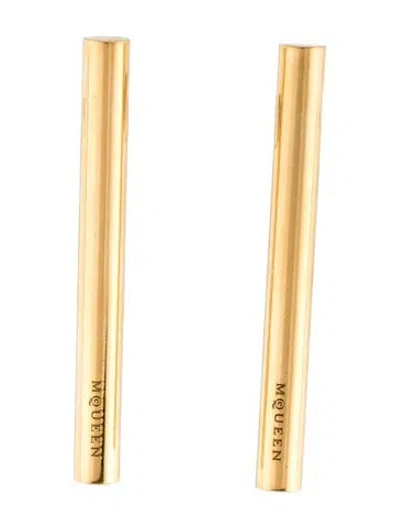 Pre-owned Alexander Mcqueen Logo Engraved T-bar Drop Earrings In Multi