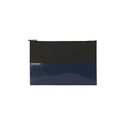 Pre-owned Alexander Mcqueen Logo Flat Zip Pouch 'black/navy' | Men's Size Onesize